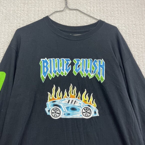 Billie Eilish 2019 World Tour Car Flames Graffiti Shirt Black Long Sleeve Size L - Picture 2 of 14